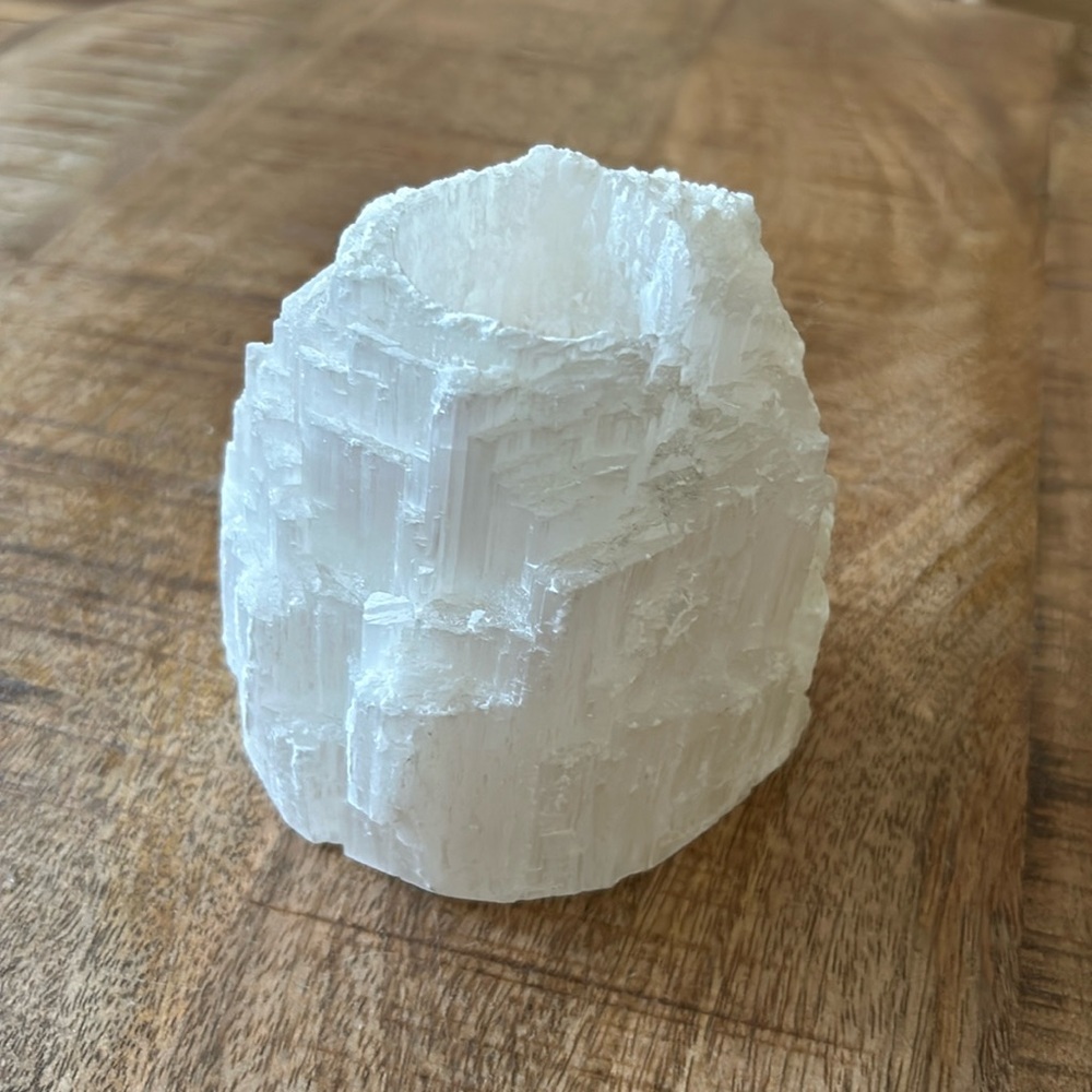 Selenite White Tower Tea Light Illumination Candle Holder